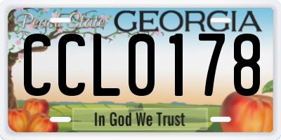 GA license plate CCL0178