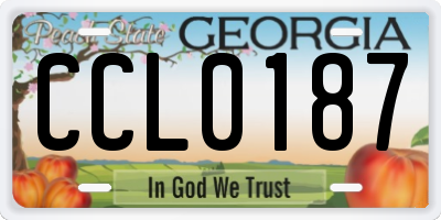 GA license plate CCL0187