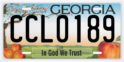 GA license plate CCL0189