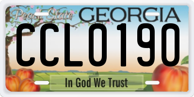 GA license plate CCL0190
