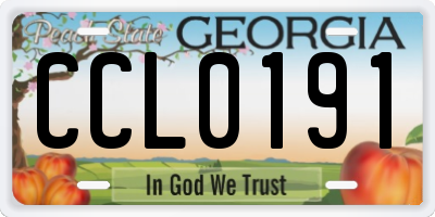 GA license plate CCL0191