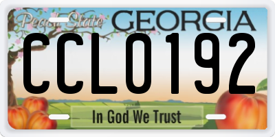 GA license plate CCL0192