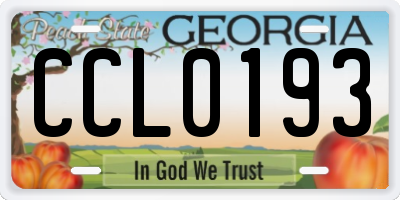 GA license plate CCL0193