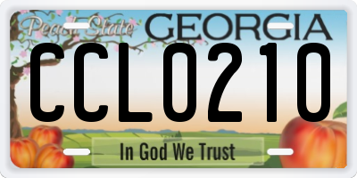 GA license plate CCL0210