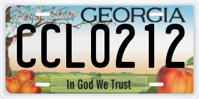 GA license plate CCL0212