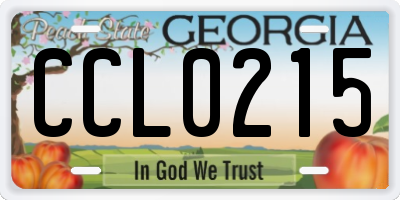 GA license plate CCL0215
