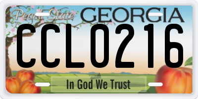 GA license plate CCL0216