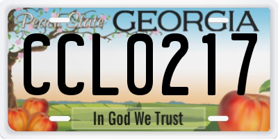 GA license plate CCL0217