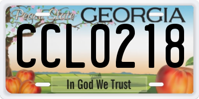 GA license plate CCL0218