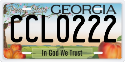 GA license plate CCL0222