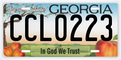GA license plate CCL0223