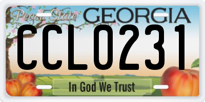 GA license plate CCL0231