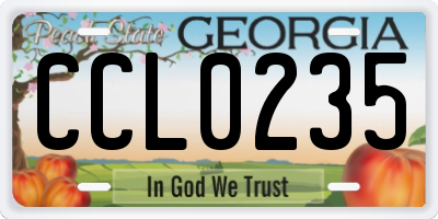 GA license plate CCL0235