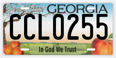 GA license plate CCL0255