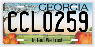 GA license plate CCL0259