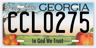 GA license plate CCL0275