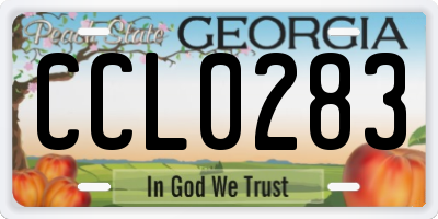 GA license plate CCL0283