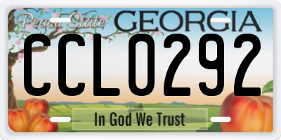 GA license plate CCL0292