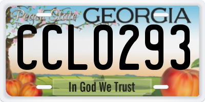GA license plate CCL0293
