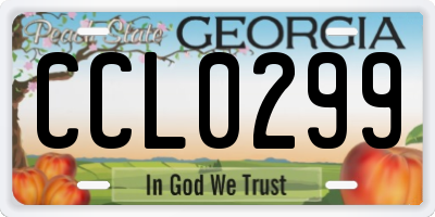GA license plate CCL0299
