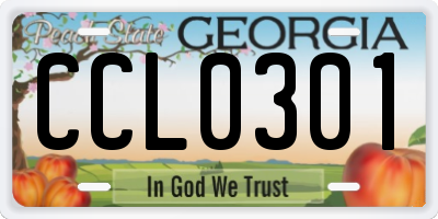 GA license plate CCL0301