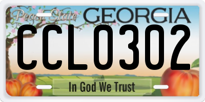 GA license plate CCL0302