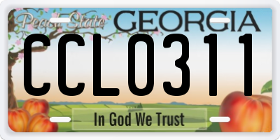 GA license plate CCL0311