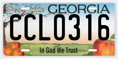 GA license plate CCL0316