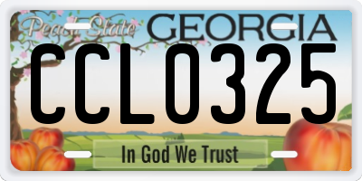 GA license plate CCL0325