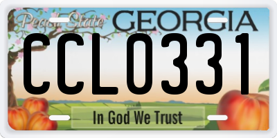 GA license plate CCL0331