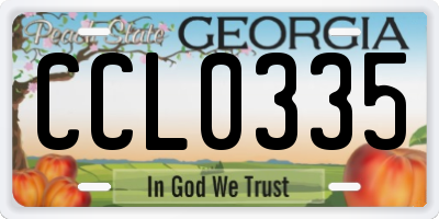 GA license plate CCL0335