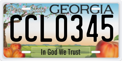 GA license plate CCL0345