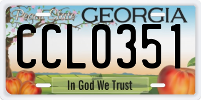 GA license plate CCL0351