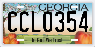 GA license plate CCL0354