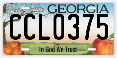 GA license plate CCL0375