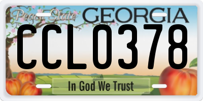GA license plate CCL0378