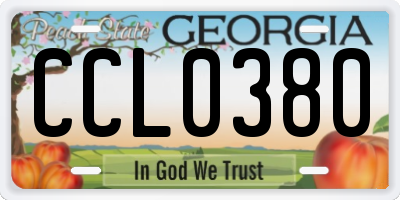 GA license plate CCL0380