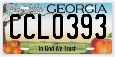 GA license plate CCL0393