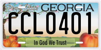 GA license plate CCL0401