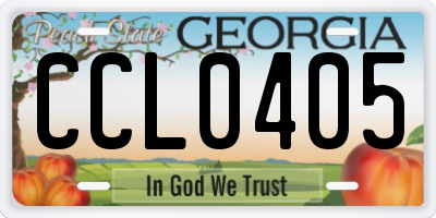 GA license plate CCL0405