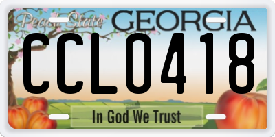 GA license plate CCL0418