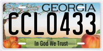 GA license plate CCL0433