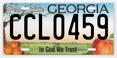 GA license plate CCL0459