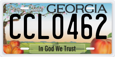 GA license plate CCL0462