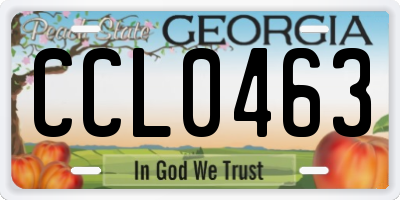 GA license plate CCL0463