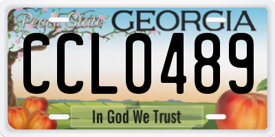 GA license plate CCL0489
