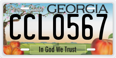 GA license plate CCL0567