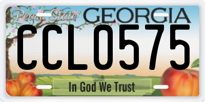 GA license plate CCL0575