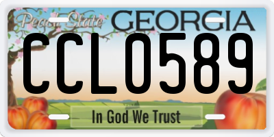 GA license plate CCL0589