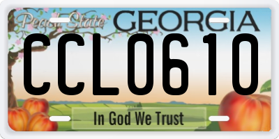 GA license plate CCL0610
